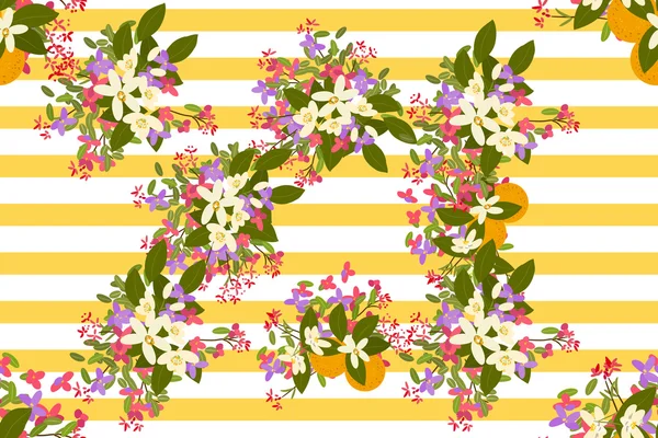 Floral arabis en oranje achtergrond — Stockvector