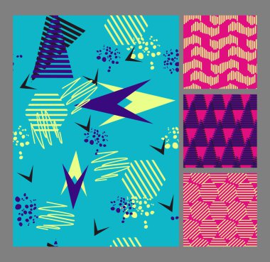 Retro 80'ler Memphis tarzı moda illüstrasyon