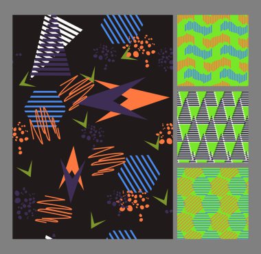 Retro 80'ler Memphis tarzı moda illüstrasyon