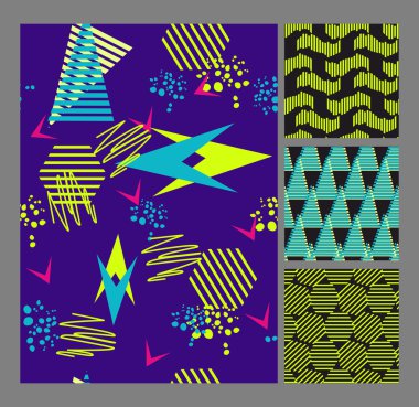 Retro 80'ler Memphis tarzı moda illüstrasyon