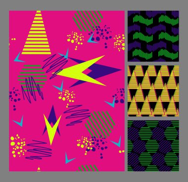 Retro 80'ler Memphis tarzı moda illüstrasyon