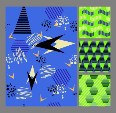 Retro 80'ler Memphis tarzı moda illüstrasyon