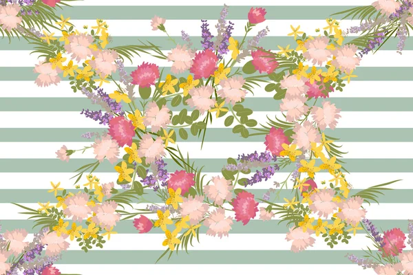 Floral lavendel en anjer achtergrond — Stockvector