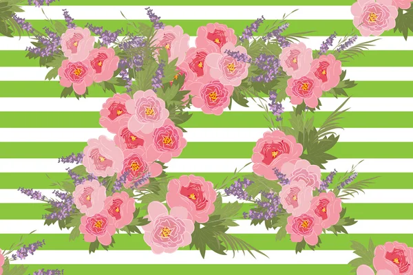 Pivoine florale et fond lavande — Image vectorielle