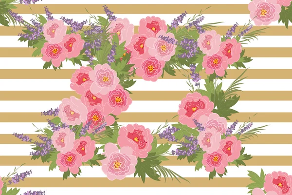 Floral peony en lavendel achtergrond — Stockvector