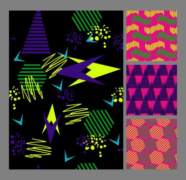 Retro Memphis tarzı desen