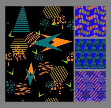 Retro Memphis tarzı desen