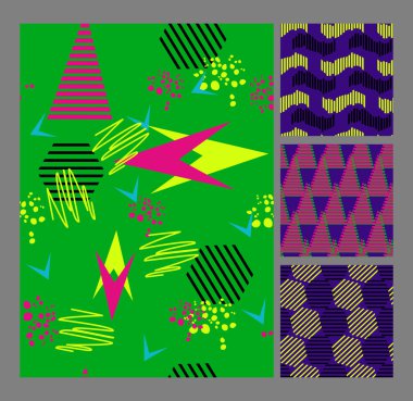 Retro Memphis tarzı desen