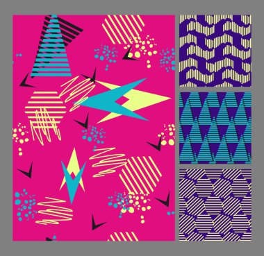 Retro Memphis tarzı desen