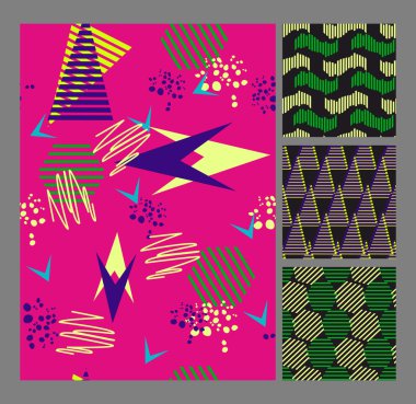 Retro Memphis tarzı desen