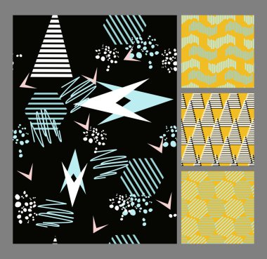 Retro Memphis tarzı desen