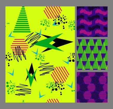 Retro Memphis tarzı desen