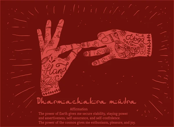 Ioga dharmachakra mudra mãos —  Vetores de Stock