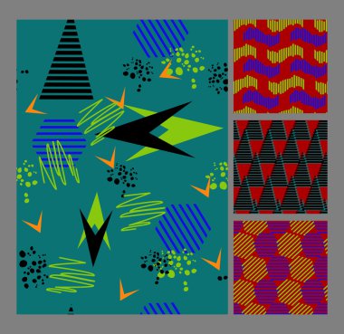 Retro Memphis tarzı desen
