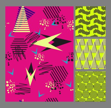 Retro Memphis tarzı desen