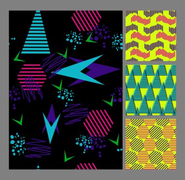 Retro Memphis tarzı desen