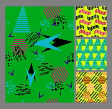 Retro Memphis tarzı desen