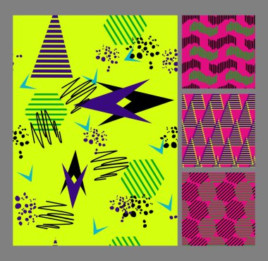 Retro Memphis tarzı desen