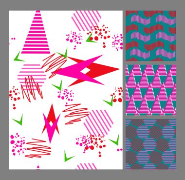 Retro Memphis tarzı desen