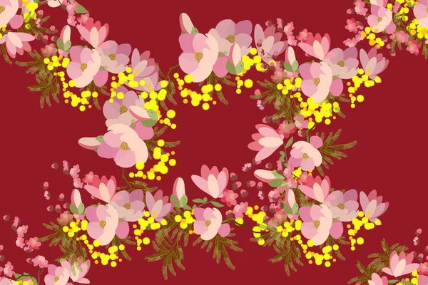 Blüten und Blätter von Mimosen — Stockvektor
