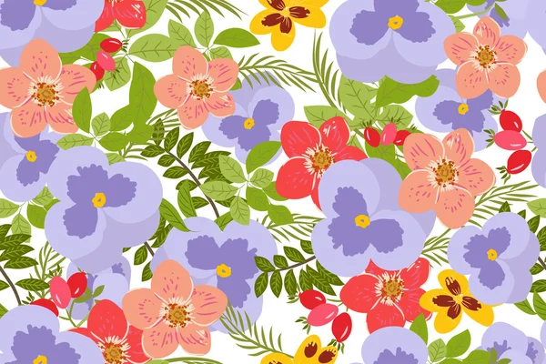 Pansies et roses carte de vœux — Image vectorielle
