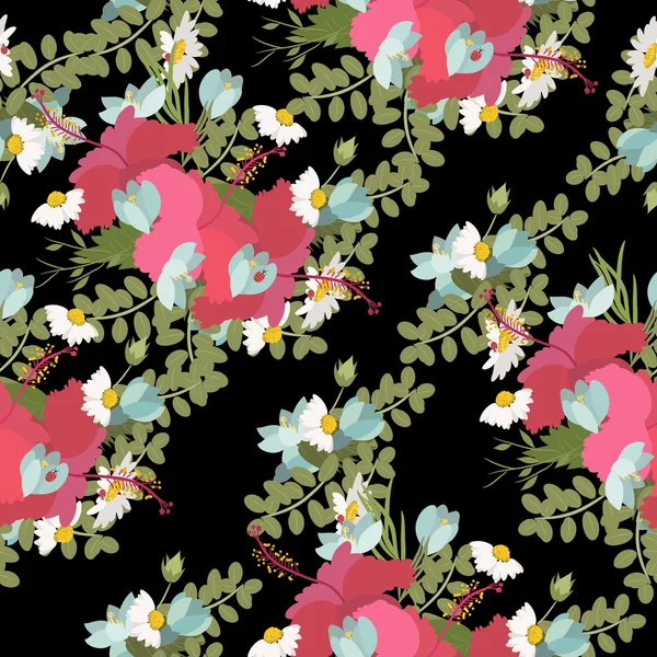 Blumen und Gänseblümchen mit Krokusblüten — Stockvektor