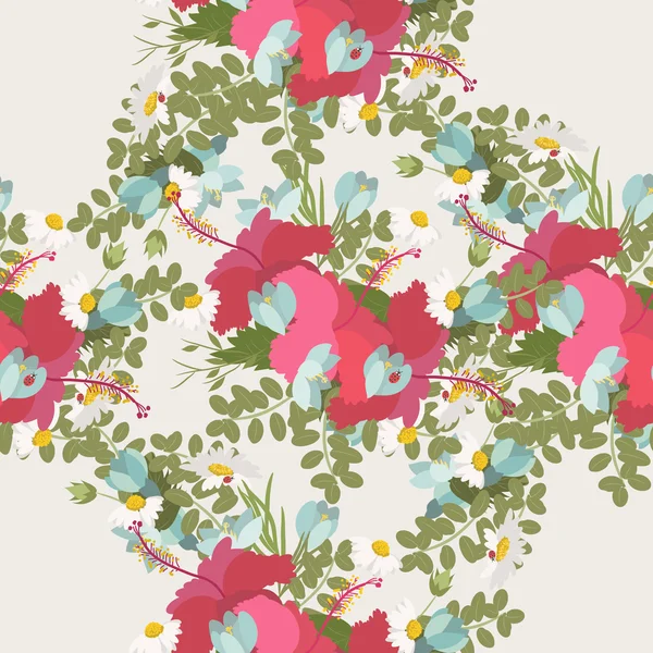 Blumen und Gänseblümchen mit Krokusblüten — Stockvektor