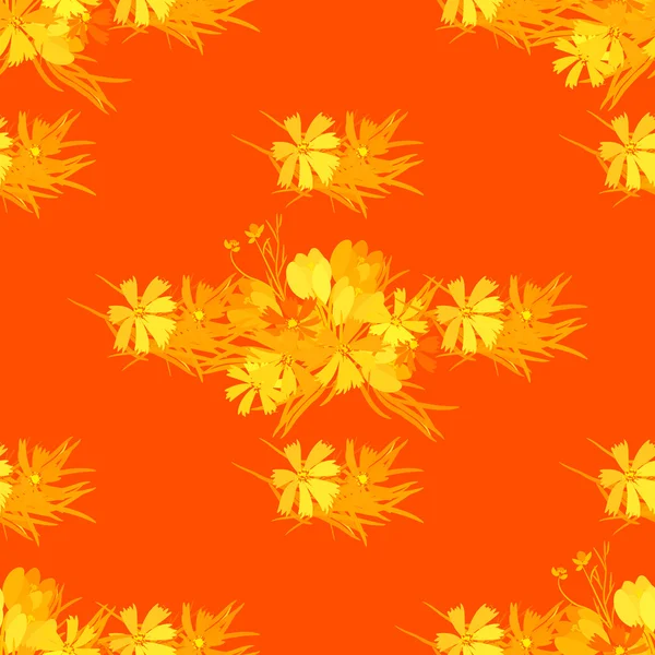 コスモス、クロッカスの花背景 — ストックベクタ
