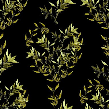 Suluboya bambu yaprakları desen