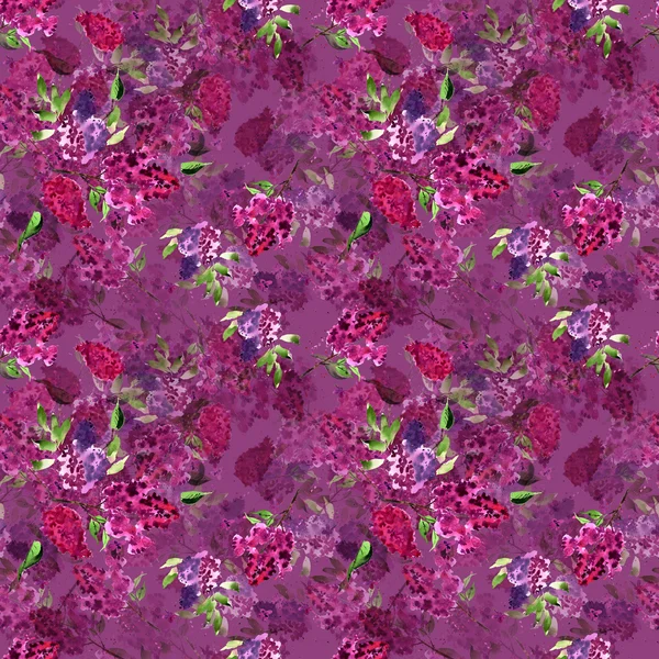 Vodové barvy Lila květy — Stock fotografie