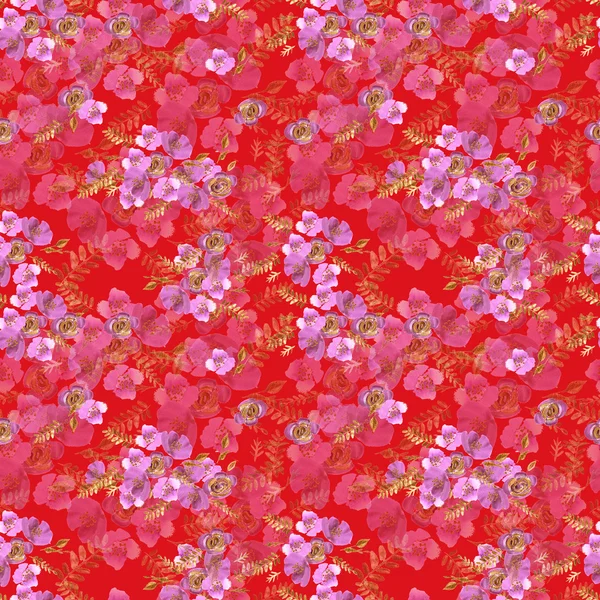 Rosen und Pfingstrosen Blumenmuster — Stockfoto