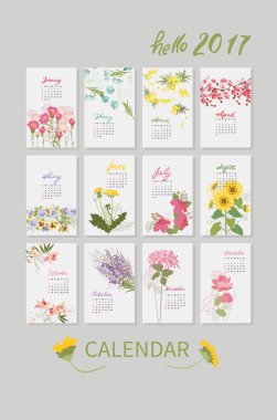 Vintage çiçek takvimi 2017