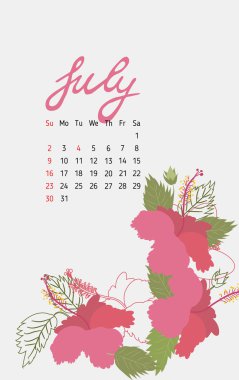 Vintage çiçek takvimi 2017