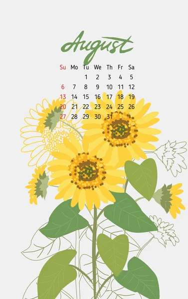 Calendario floral vintage 2017 — Archivo Imágenes Vectoriales