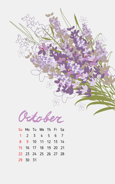 Vintage floral calendar 2017