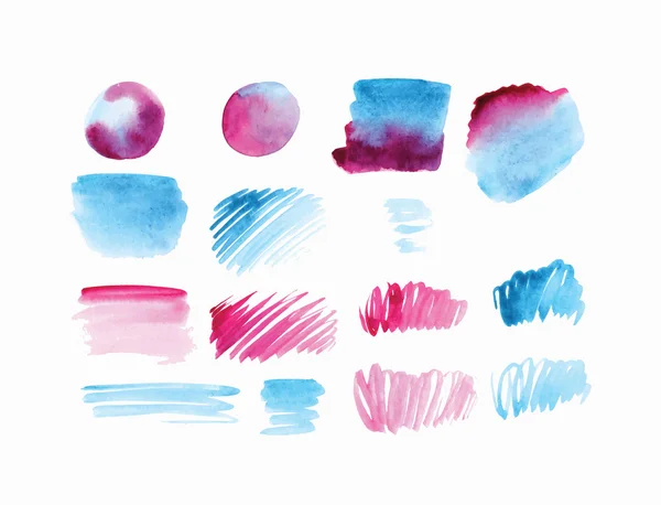 Taches d'aquarelle rose et bleue — Image vectorielle