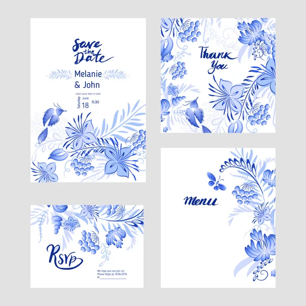 Mavi çiçek ve kuş kümesi