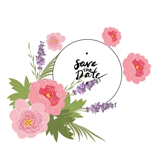 Düğün çiçekleri buket kartı koleksiyonu — Stok Vektör