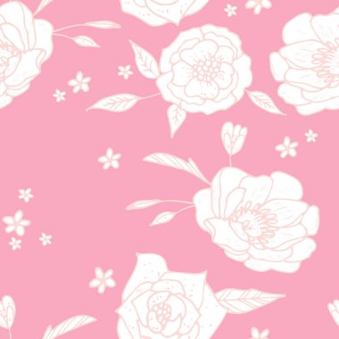 Çiçekli Süslerle El Çizimi Kusursuz Arkaplan