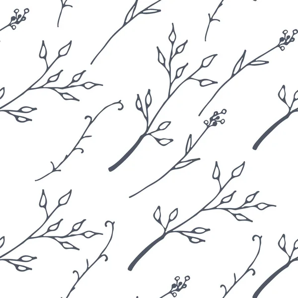 Sfondo senza cuciture disegnato a mano con ornamenti floreali — Vettoriale Stock