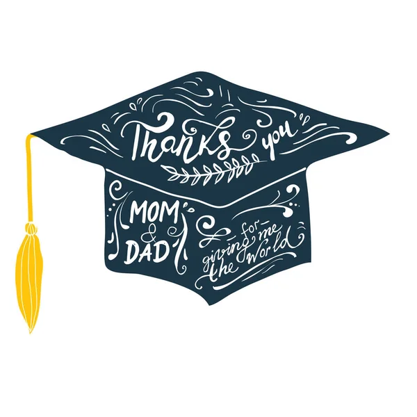 Graduate Cap, gediplomeerde illustratie voor afstuderen aan onderwijsinstellingen — Stockvector