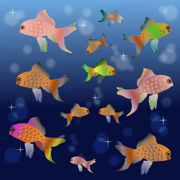 Coloridos peces de dibujos animados — Vector de stock