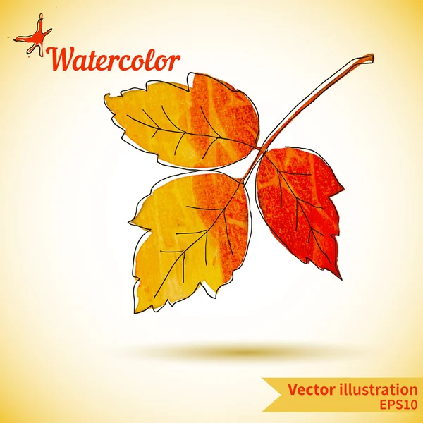 Autumn composition with yellow and red leaves — Stock Vector