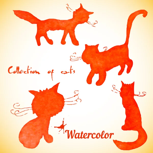 Verzameling van vier katten — Stockvector