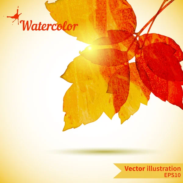 Autumn composition with yellow and red leaves — Stock Vector