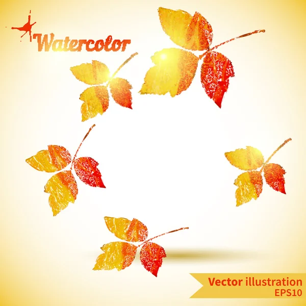 Autumn composition with yellow and red leaves — Stock Vector