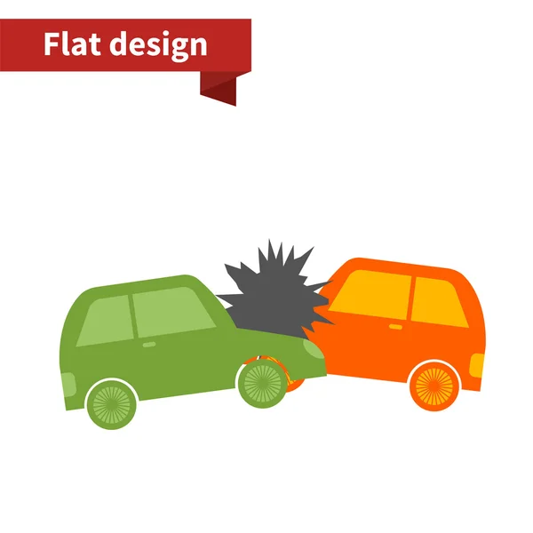 Accidente dos coches icono de diseño plano — Vector de stock