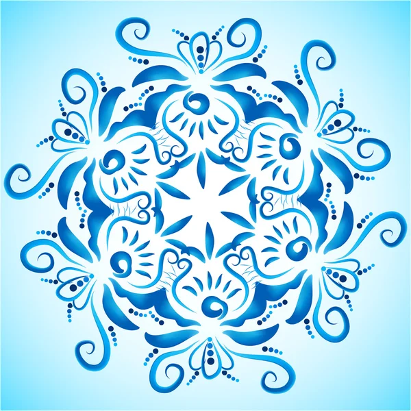 Ornamento floreale nei toni del blu — Vettoriale Stock