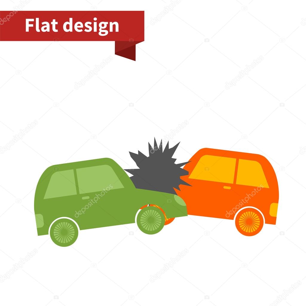 Accident two cars flat design icon