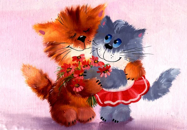 Kedi aşık tatlı Çift